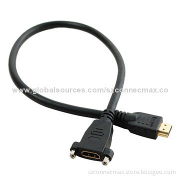 Panel Mount HDMI 1.4 Cable, Male to Female, Supports 480i/480P/720P/1,080i/1,080P Resolution